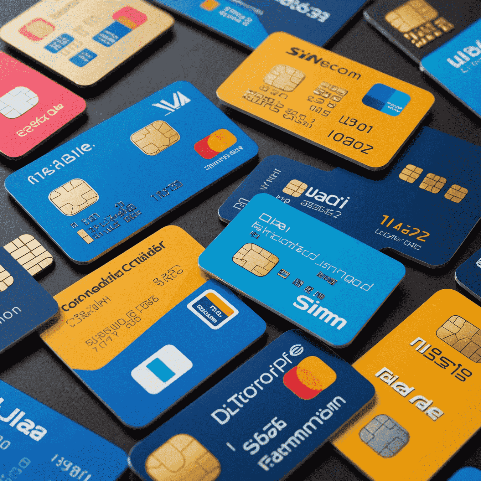 صورة توضيحية لبطاقات SIM متنوعة من شركات اتصالات إماراتية مختلفة مع شعار نيون أزرق يشير إلى أسعار مخفضة